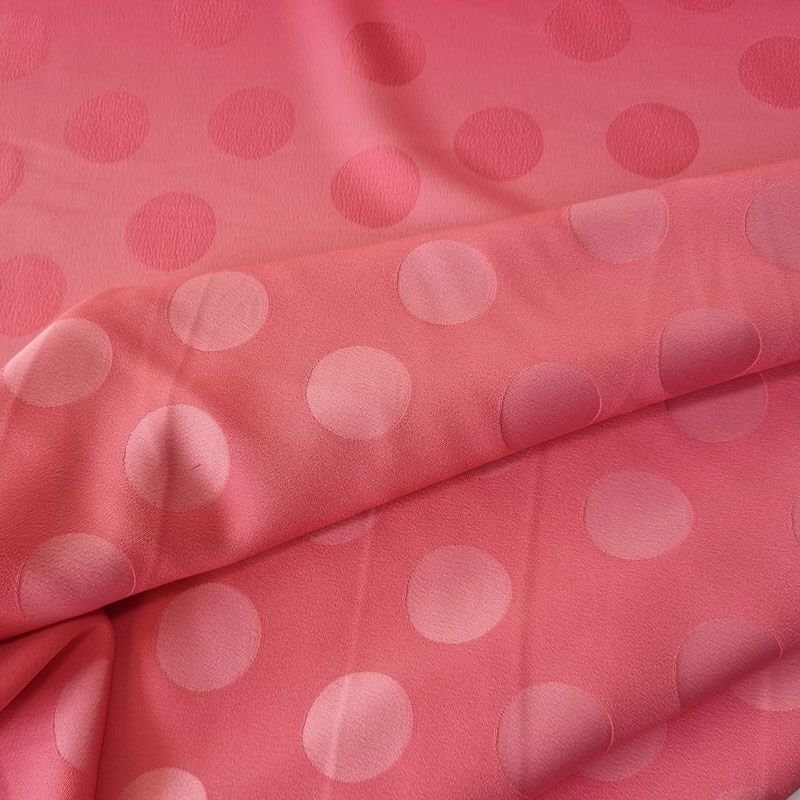 Tela de Satén Jacquard Rosa Lunares 3cm Reversible (ancho 1,45M) - Imagen 3