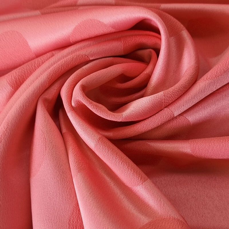 Tela de Satén Jacquard Rosa Lunares 3cm Reversible (ancho 1,45M) - Imagen 2