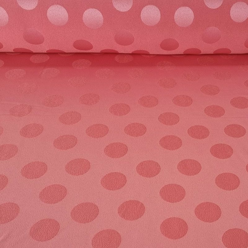 Tela de Satén Jacquard Rosa Lunares 3cm Reversible (ancho 1,45M)
