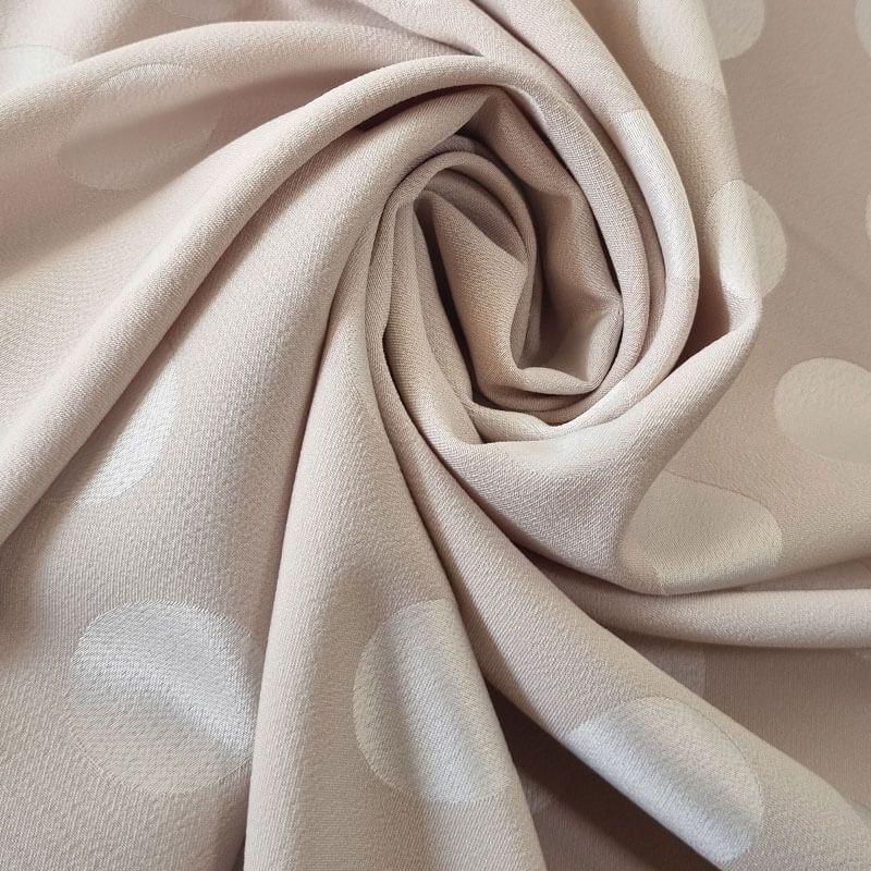 Tela de Satén Jacquard Beige Lunares 3cm Reversible (ancho 1,45M) - Imagen 2