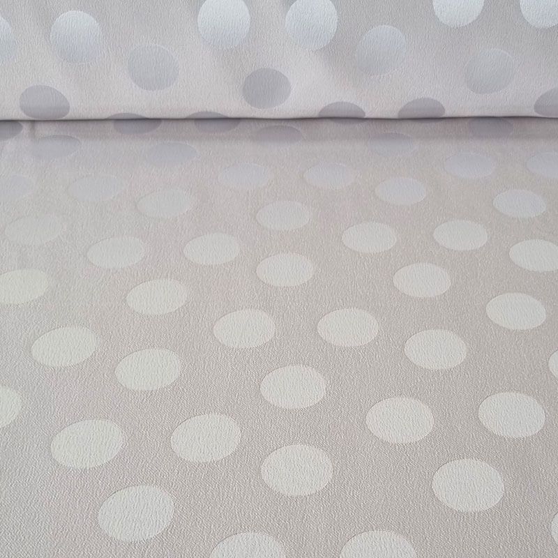 Tela de Satén Jacquard Beige Lunares 3cm Reversible (ancho 1,45M)