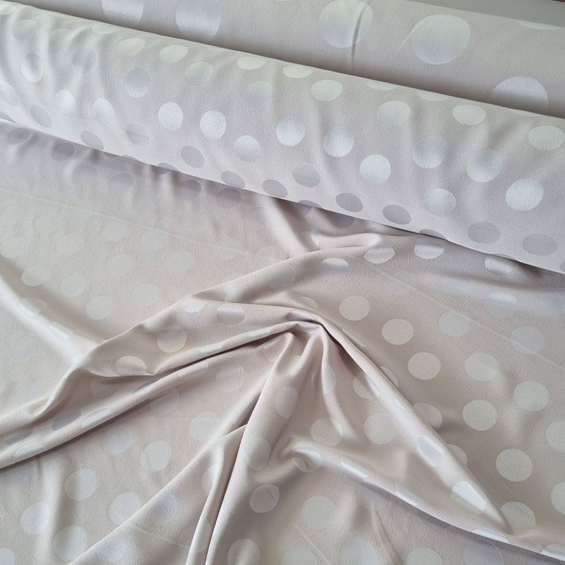 Tela de Satén Jacquard Beige Lunares 3cm Reversible (ancho 1,45M) - Imagen 4