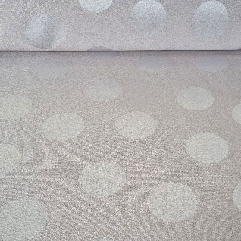 Tela de Satén Jacquard Beige Lunares 6cm Reversible (ancho 1,45M)
