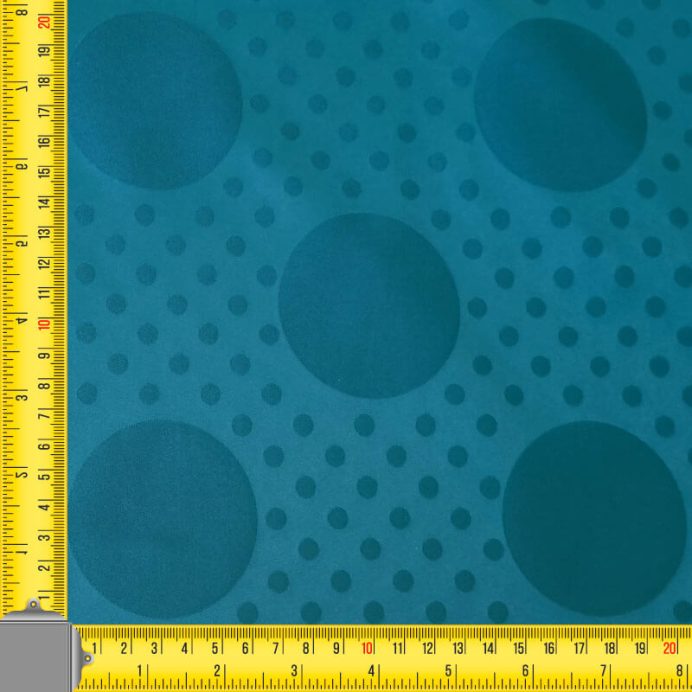 Tela de Satén Jacquard Verde Petróleo Lunares 6cm y 0,5cm Reversible (ancho 1,45M) - Imagen 3