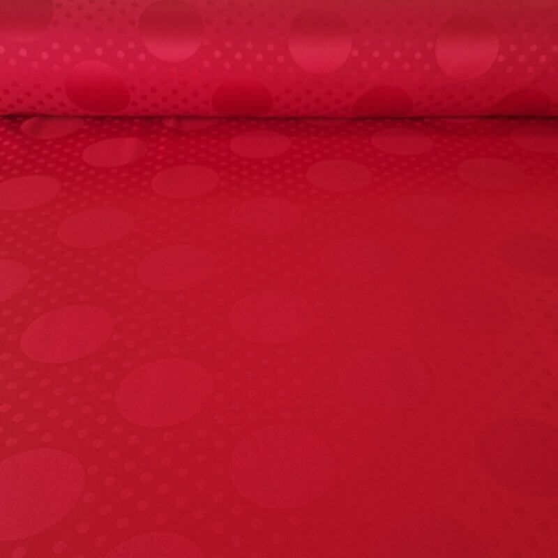 Tela de Satén Jacquard Roja Lunares 6cm y 0,5cm Reversible (ancho 1,45M)