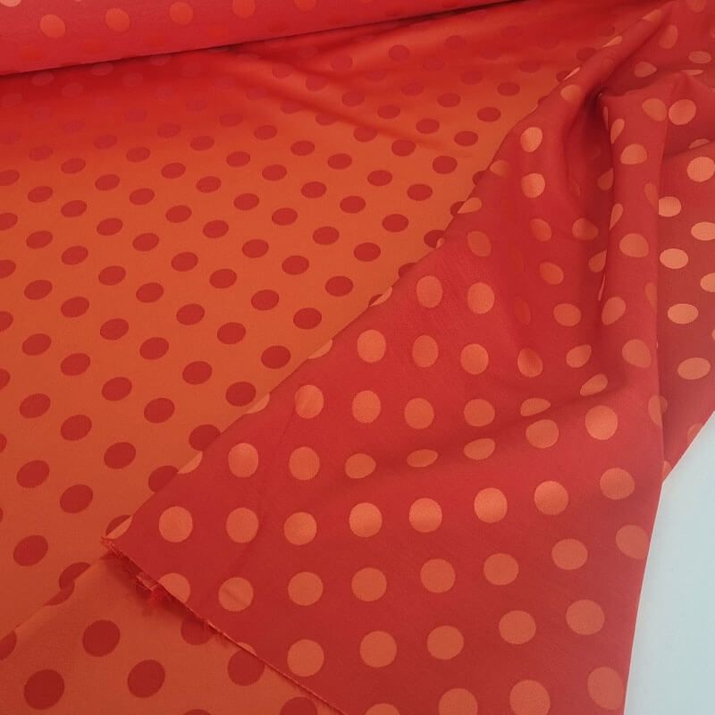 Tela de Satén Jacquard Naranja Lunares 1,5cm Reversible (ancho 1,45M) - Imagen 2