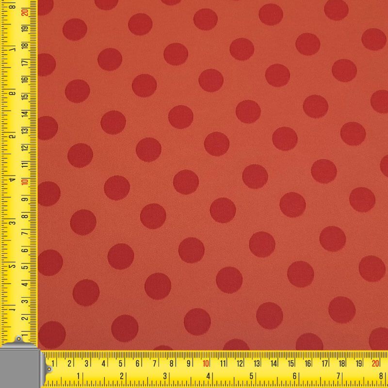 Tela de Satén Jacquard Naranja Lunares 1,5cm Reversible (ancho 1,45M) - Imagen 3