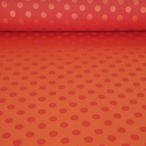 Tela de Satén Jacquard Naranja Lunares 1,5cm Reversible (ancho 1,45M)