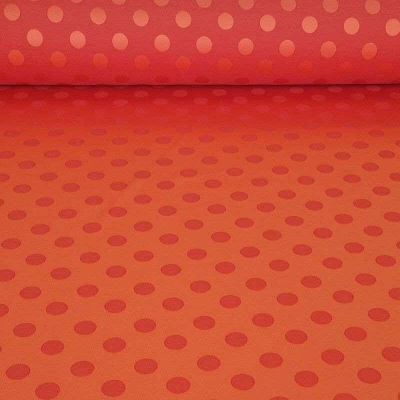 Tela de Satén Jacquard Naranja Lunares 1,5cm Reversible (ancho 1,45M)