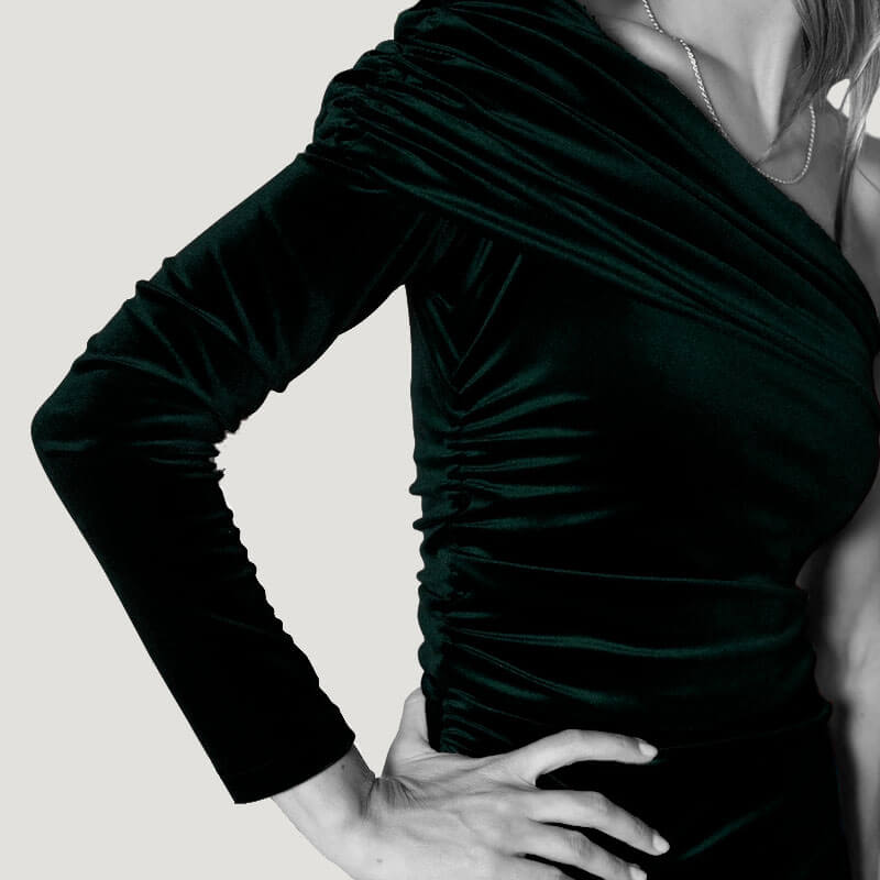 Tela de Terciopelo Verde Botella con Lycra (ancho 1,50M) - Imagen 3