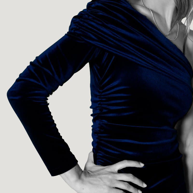 Tela de Terciopelo Azul Marino con Lycra (ancho 1,50M) - Imagen 2