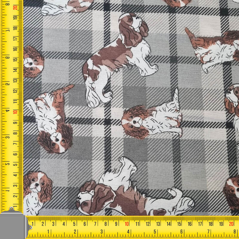 Tela de Loneta de Perros con Cuadro Escocés (ancho 2,80M) - Imagen 2