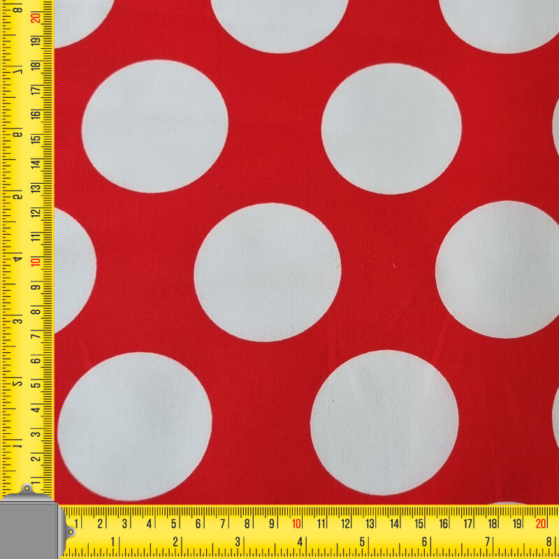 Tela de Popelín Roja Lunar Blanco 6cm (ancho 1,60M) - Imagen 3