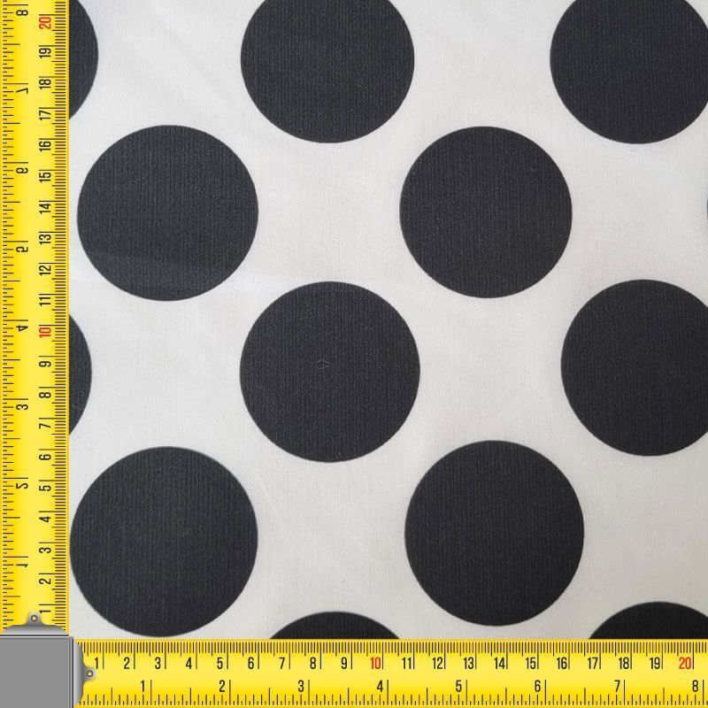 Tela de Popelín Blanca Lunar Negro 6cm (ancho 1,60M) - Imagen 3