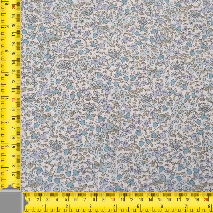 Tela de Popelín Blanca 100% Algodón Flores Celestes (ancho 1,50M) - Imagen 4