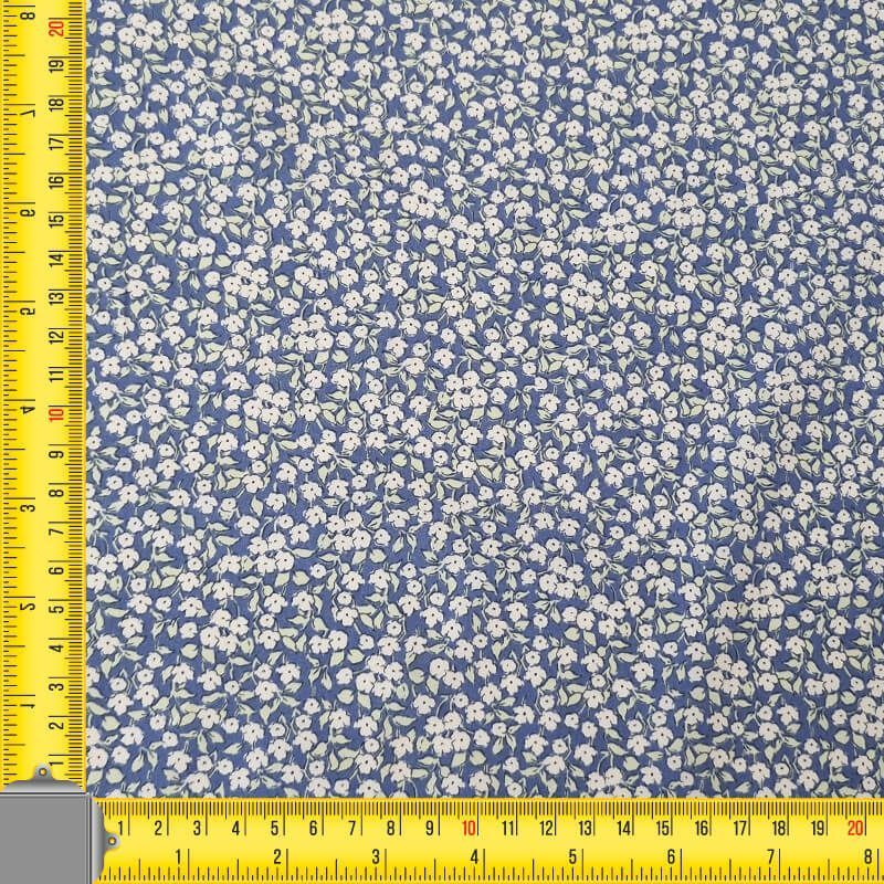 Tela de Popelín Azul 100% Algodón Flores Crudas (ancho 1,50M) - Imagen 4