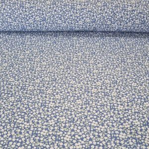 Tela de Popelín Azul 100% Algodón Flores Crudas (ancho 1,50M)