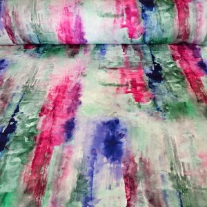 Tela de Satén Estampada Abstracta Fucsia (ancho 1,45M)