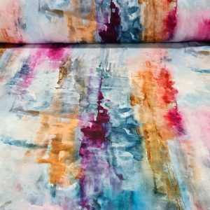 Tela de Satén Estampada Abstracta Turquesa (ancho 1,45M)