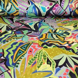 Tela de Satén Estampado Floral Abstracto (ancho 1,45M)