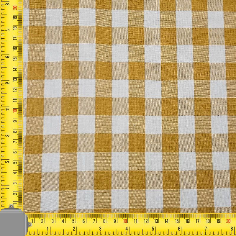 Tela de Cuadros Vichy Mostaza Maxi 100% Algodón (ancho 1,40M) - Imagen 3