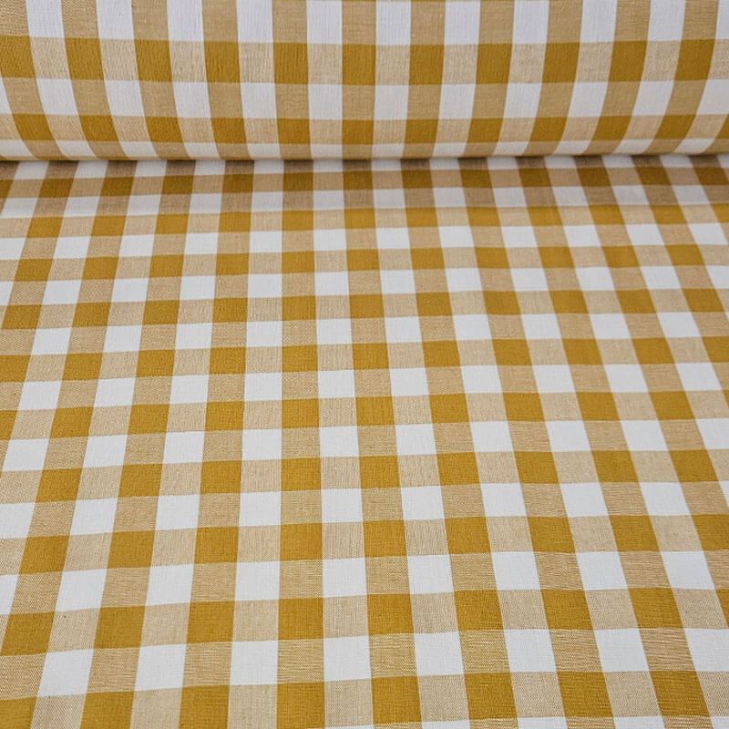 Tela de Cuadros Vichy Mostaza Maxi 100% Algodón (ancho 1,40M)