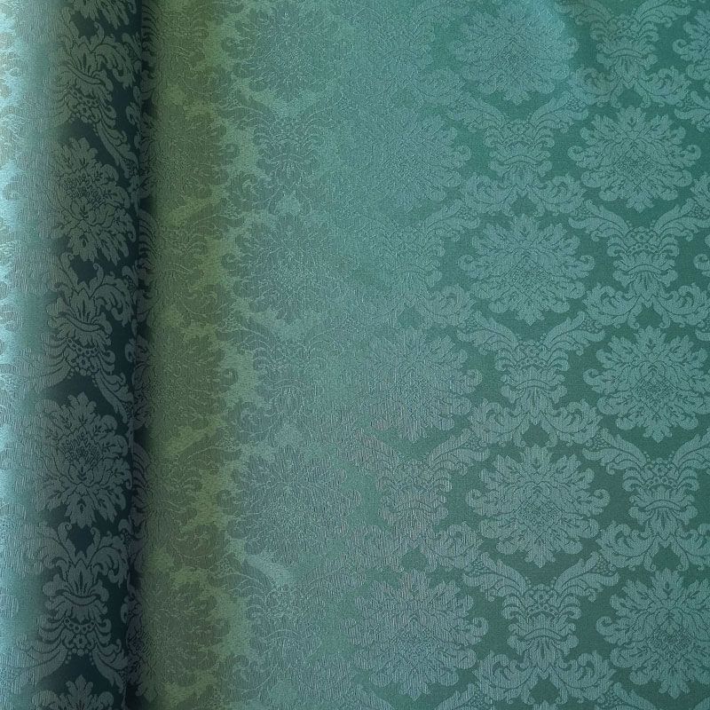 Tela de Damasco Jacquard Brocada Verde Botella Reversible (ancho 2,80M)