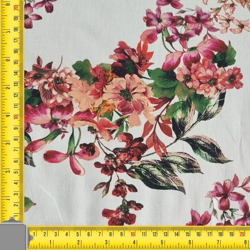 Tela de Popelín Algodón Cruda Flores (ancho 1,50M) - Imagen 4