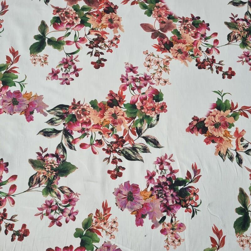 Tela de Popelín Algodón Cruda Flores (ancho 1,50M) - Imagen 3