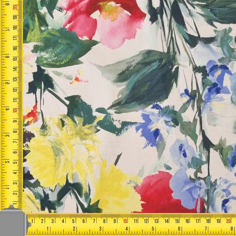 Tela de Popelín Algodón Cruda Flores (ancho 1,50M) - Imagen 4