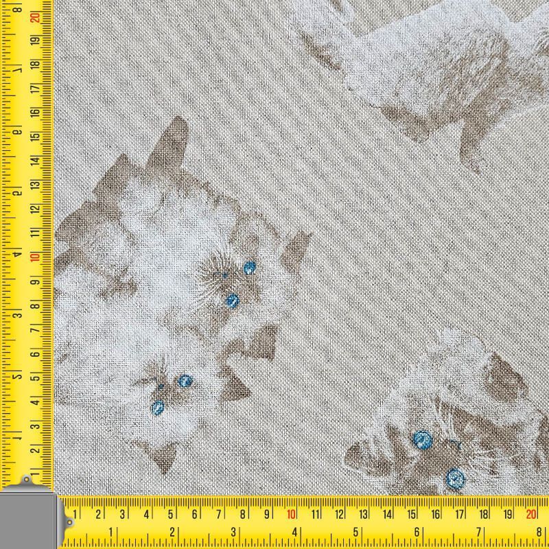 Tela de Loneta Half Panamá Camel Gatos Algodón (ancho 2,80M) - Imagen 4