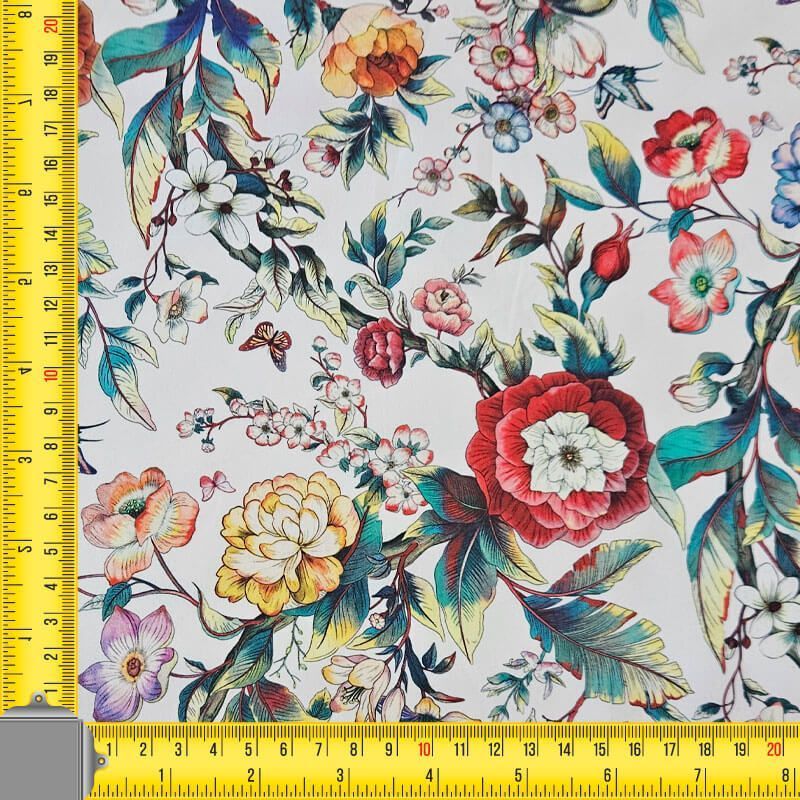 Tela de Popelín Algodón Cruda Flores y Mariposas (ancho 1,50M) - Imagen 4