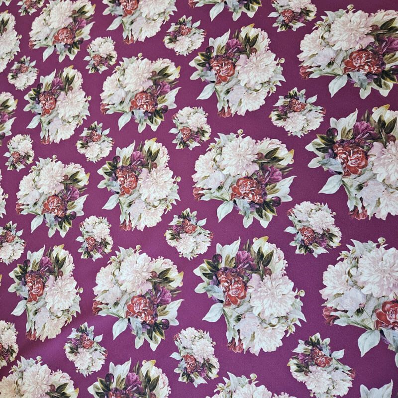 Tela de Popelín Algodón Buganvilla Ramillete Flores (ancho 1,50M) - Imagen 3
