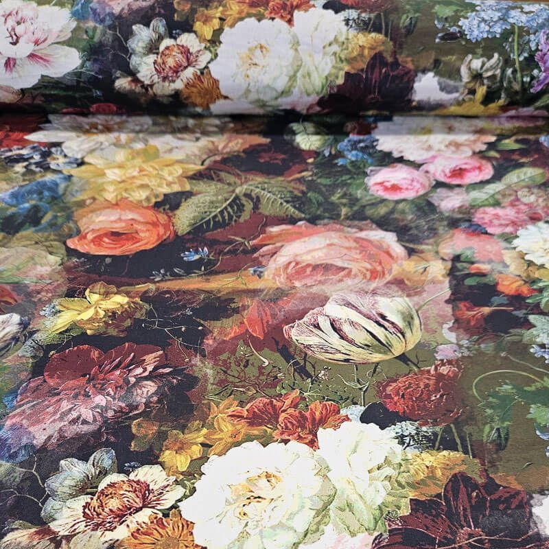 Tela de Popelín Algodón Lienzo Floral (ancho 1,50M)