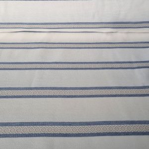 Tela de Gobelino Blanco Roto Étnica Azul y Beige (ancho 2,80M)