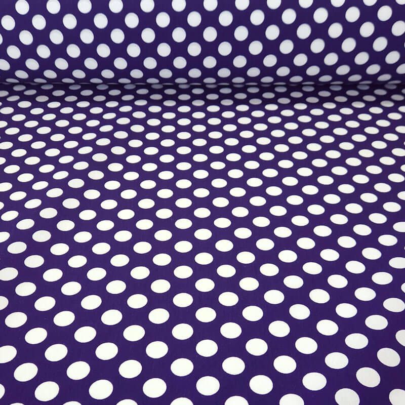 Tela de Popelín Morado Lunar Blanco 1,5cm (ancho 1,60M)