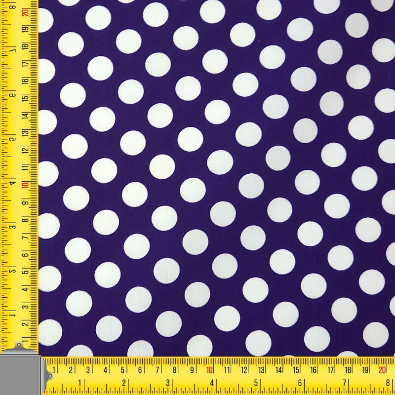 Tela de Popelín Morado Lunar Blanco 1,5cm (ancho 1,60M) - Imagen 3