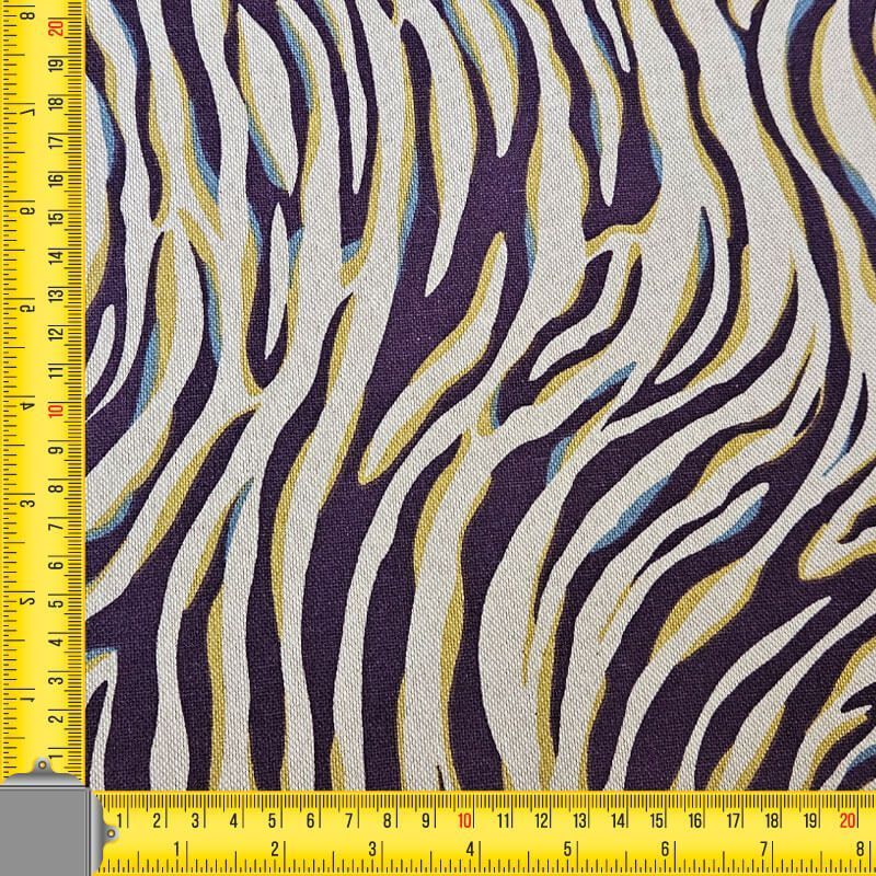 Tela de Loneta Estampada Half Panamá Beige Animal Print Morada Algodón (ancho 2,80M) - Imagen 3
