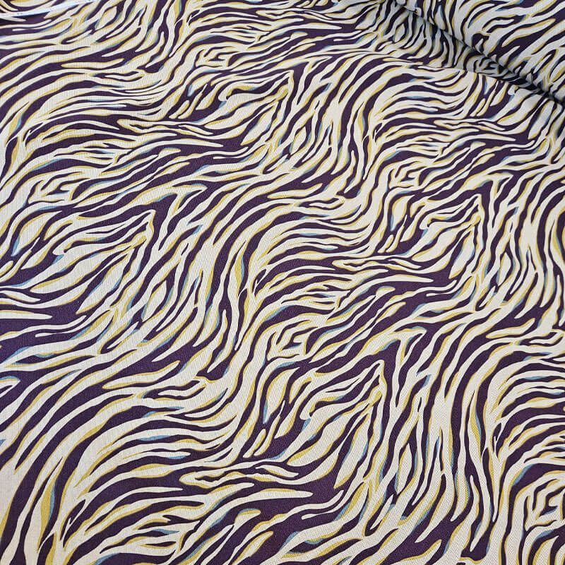 Tela de Loneta Estampada Half Panamá Beige Animal Print Morada Algodón (ancho 2,80M) - Imagen 2