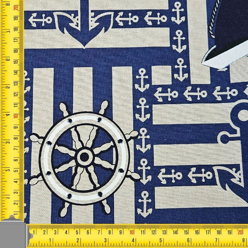 Tela de Loneta Estampada Half Panamá Beige Marinera 100% Algodón (ancho 2,80M) - Imagen 3