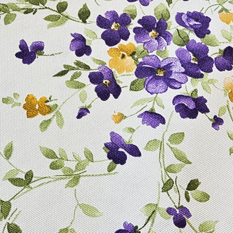 Tela de Loneta Estampada Half Panamá Beige Flores Moradas (ancho 2,80M) - Imagen 3