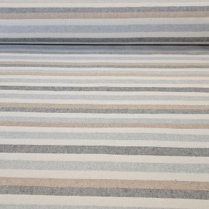 Tela de Loneta Half Panamá Rayas Azules y Beige 100% algodón (ancho 2,80M)