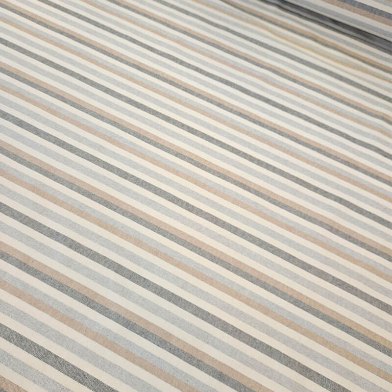Tela de Loneta Estampada Half Panamá Rayas Azules y Beige 100% algodón (ancho 2,80M) - Imagen 2