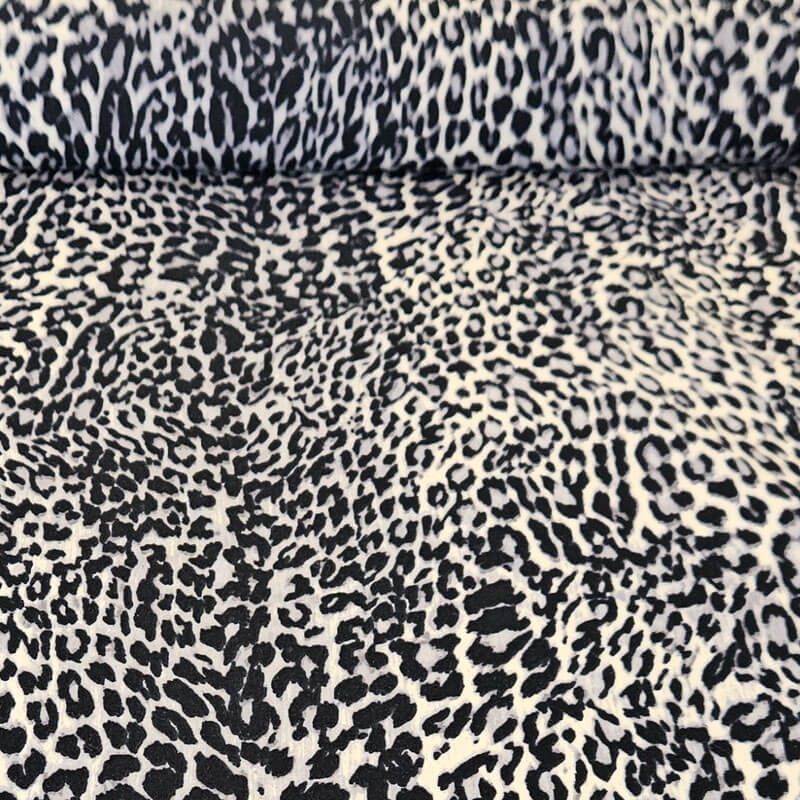 Tela de Popelín Algodón Gris y Cruda Animal print (ancho 1,50M)