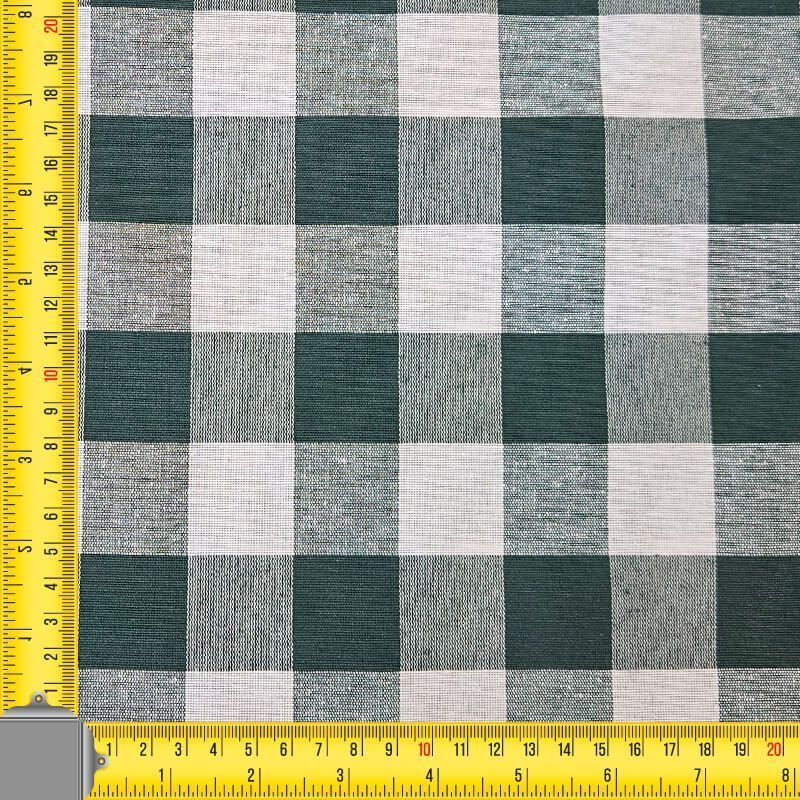 Tela de Lona Cruda Tejida Vichy Verde Botella Grande (ancho 2,80M) - Imagen 3