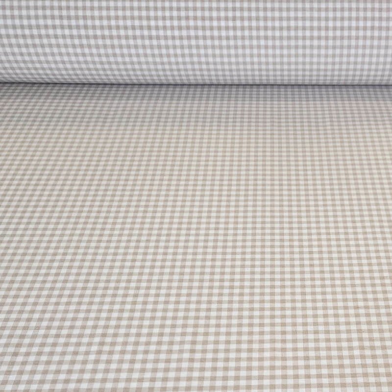 Tela de Lona Cruda Tejida Vichy Beige Pequeño (ancho 2,80M)
