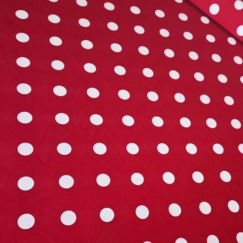 Tela de Polytecno Bielástico Roja Lunar 2cm Blanco (ancho 1,50M) - Imagen 3