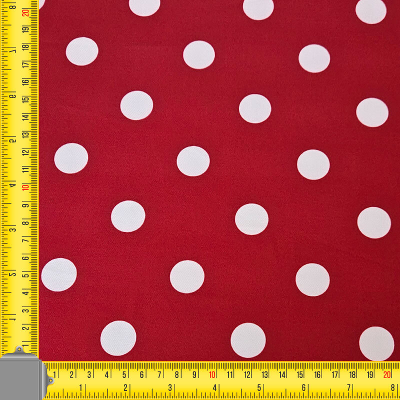 Tela de Polytecno Bielástico Roja Lunar 2cm Blanco (ancho 1,50M) - Imagen 2