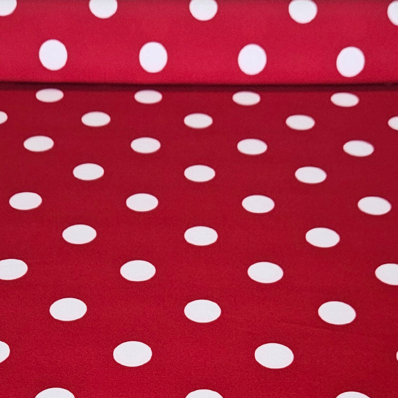 Tela de Polytecno Bielástico Roja Lunar 2cm Blanco (ancho 1,50M)