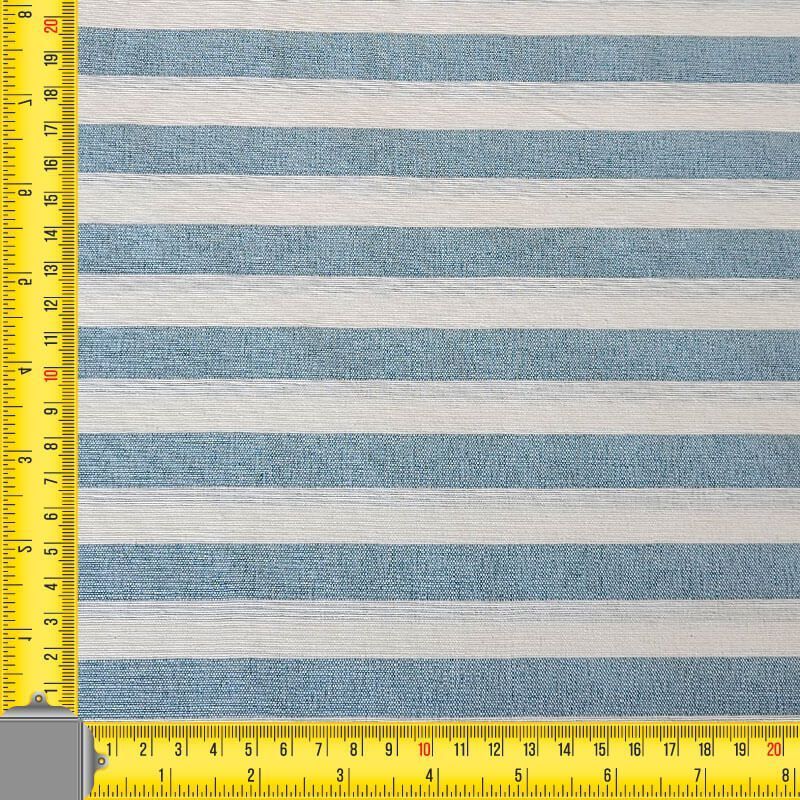 Tela de Lona Cruda Tejida Raya Vichy Azul Mar Medio (ancho 2,80M) - Imagen 4